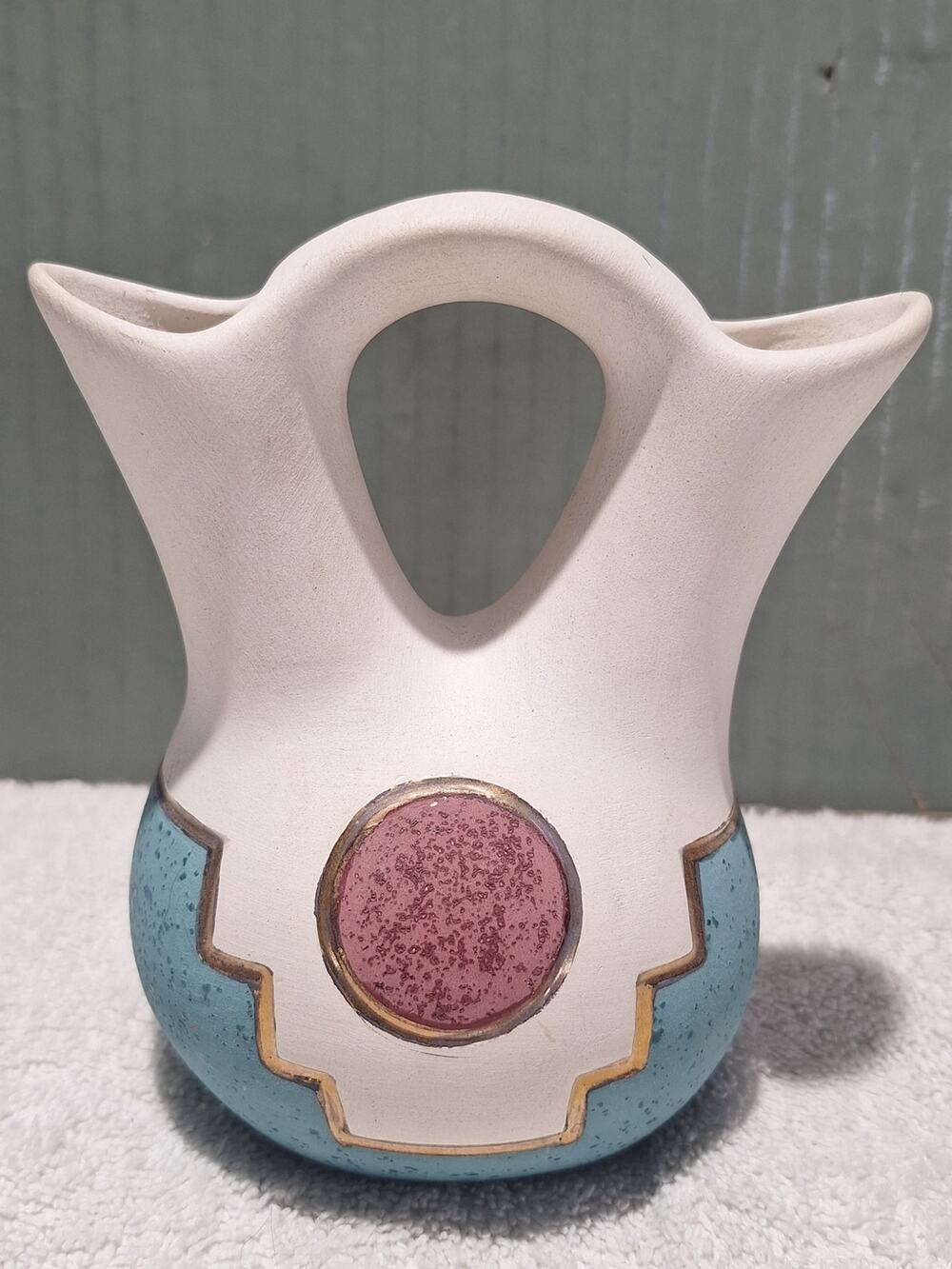 KOPA Arizona Art Pottery Wedding Vase Double Spout 22K Gold Southwest AP103
